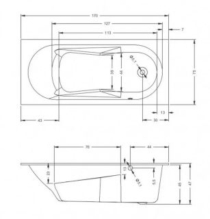 Акриловая ванна Riho Lazy B079001005 R 170х75см белый